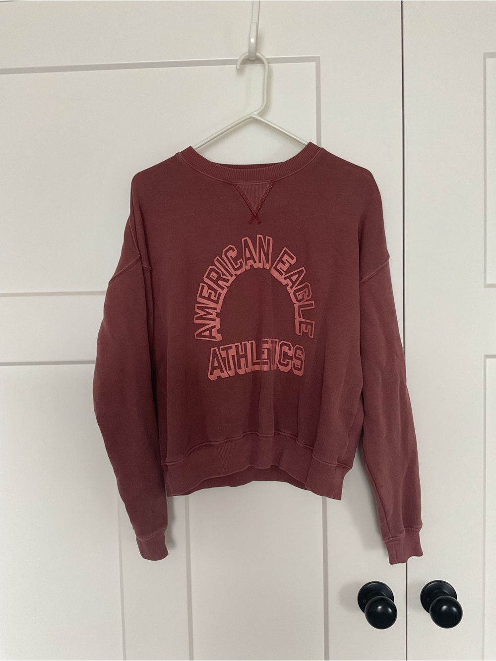 American Eagle Outfitters Maroon Sweatshirt with Pink Logo